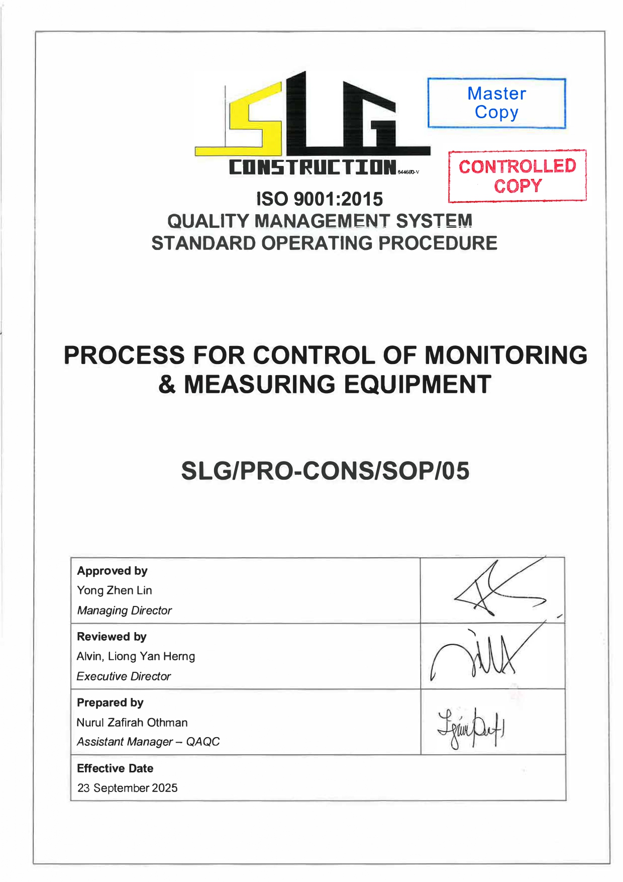 SLG-PRO-SOP Page 1